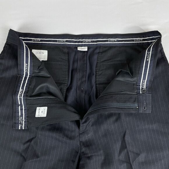 J. Crew Classic Fit Wool Blend Trousers Men's 36/32 Dark Blue Pinstripe Academia - Picture 5 of 16